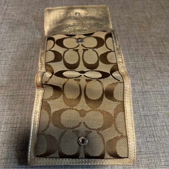 Coach Brown Signature Canvas Phone Pouch with Gold Trim - Picture 4 of 4